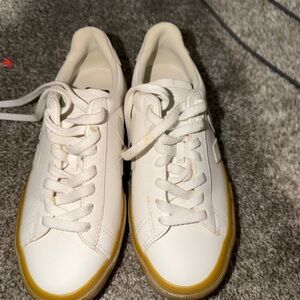 Veja White and Tan Sneakers